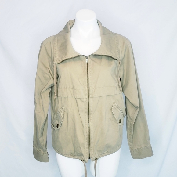 LOFT Lightweight Utility Jacket Khaki Tan Coat Cotton - Picture 1 of 8
